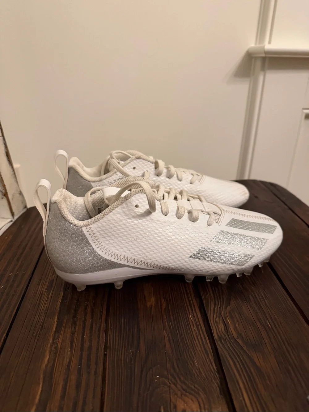 Women’s White and Silver Flag Football Cleats